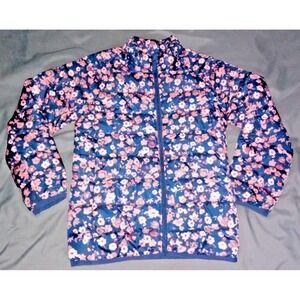 Wonder Nation Girls' Puffer Jacket Blue Floral Full Zip Lightweight Size S 6-6X